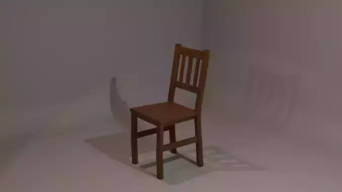 Wooden Chair Low-Poly 
