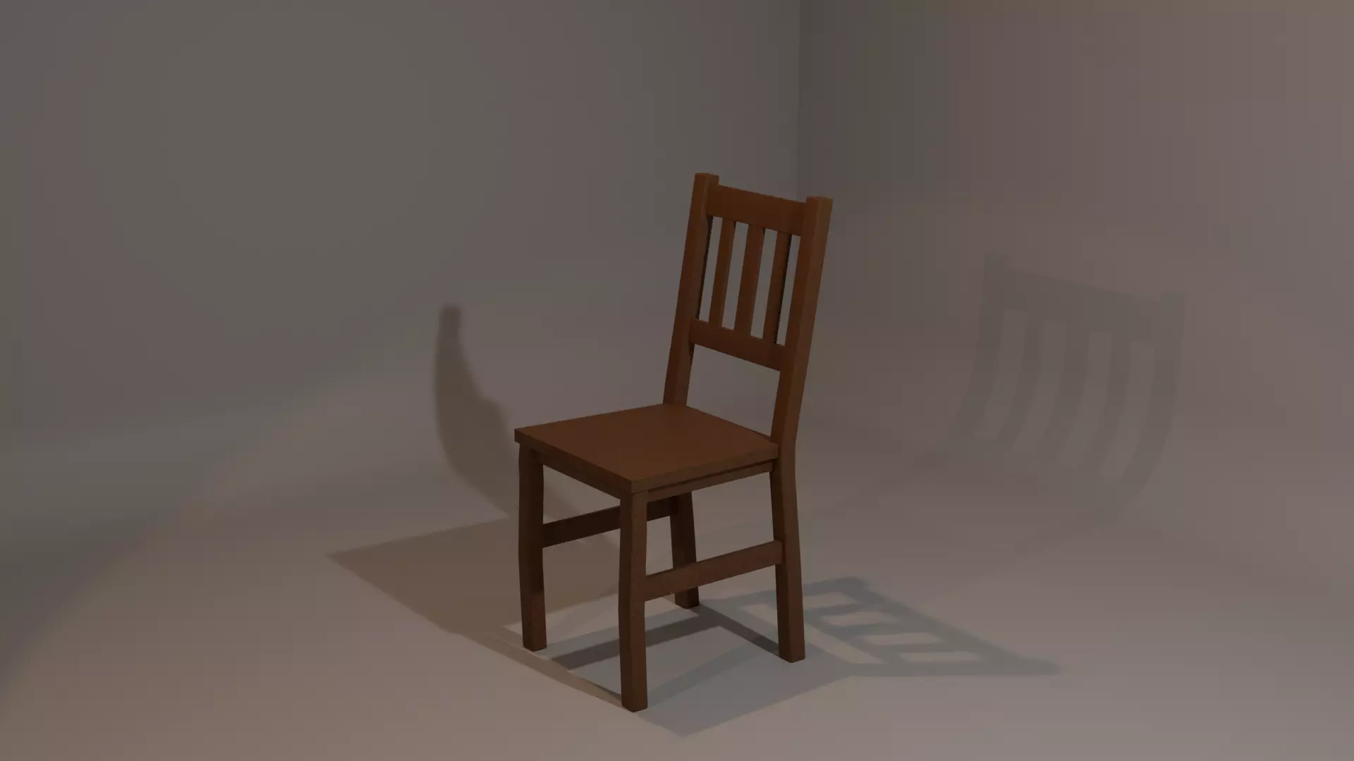 Wooden Chair Low-Poly  Low-poly 3D model_0