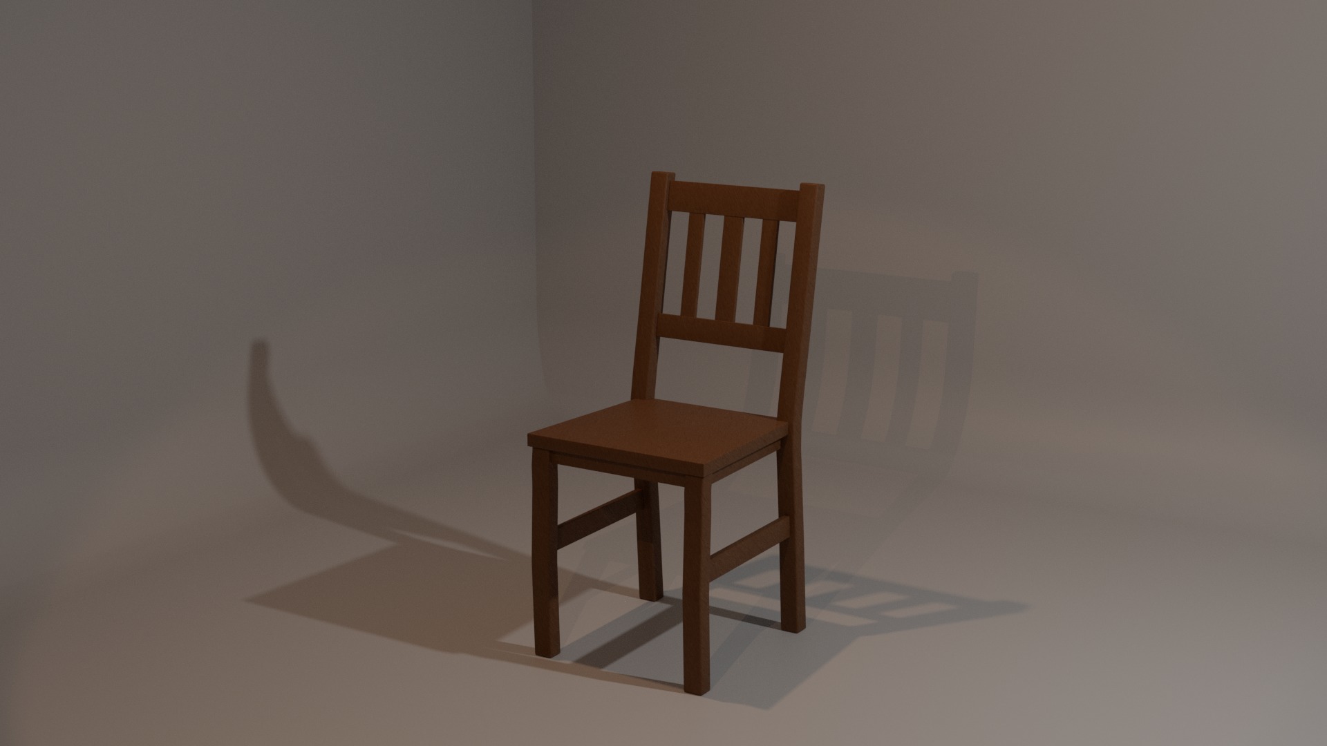 Wooden Chair Low-Poly  Low-poly 3D model_1