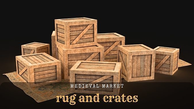Medieval Market- Rug and Crates Free 3D model