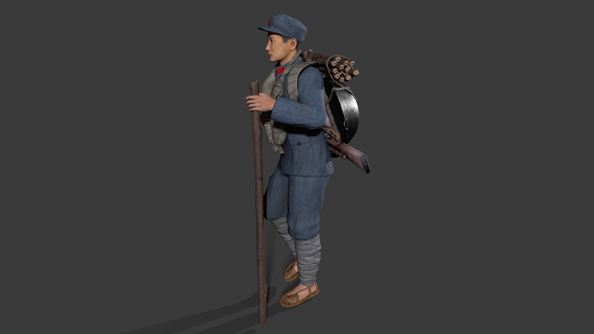 China soldier Low-poly 3D model_6