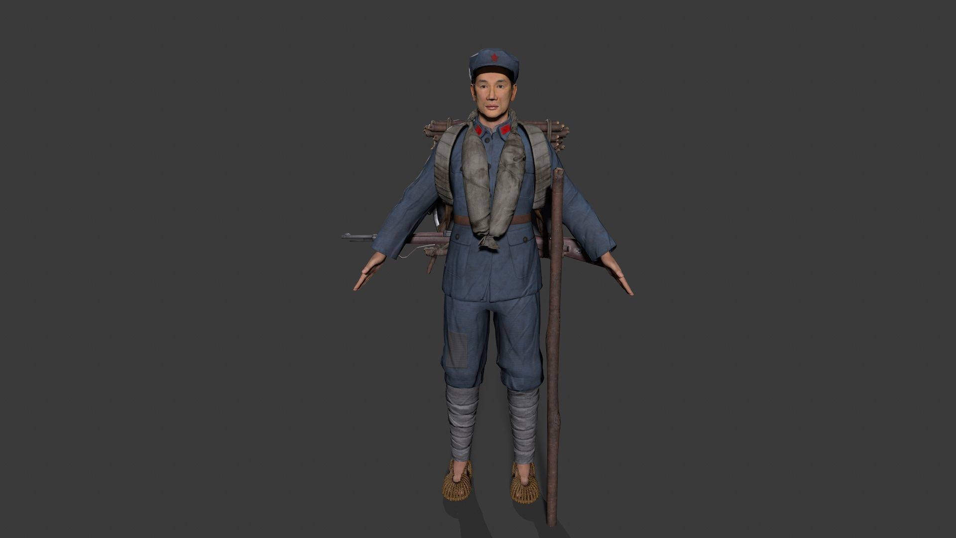 China soldier Low-poly 3D model_2