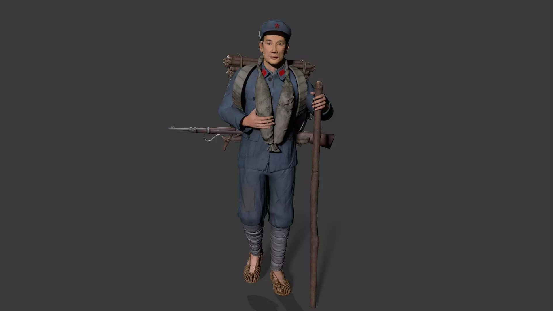 China soldier Low-poly 3D model_0