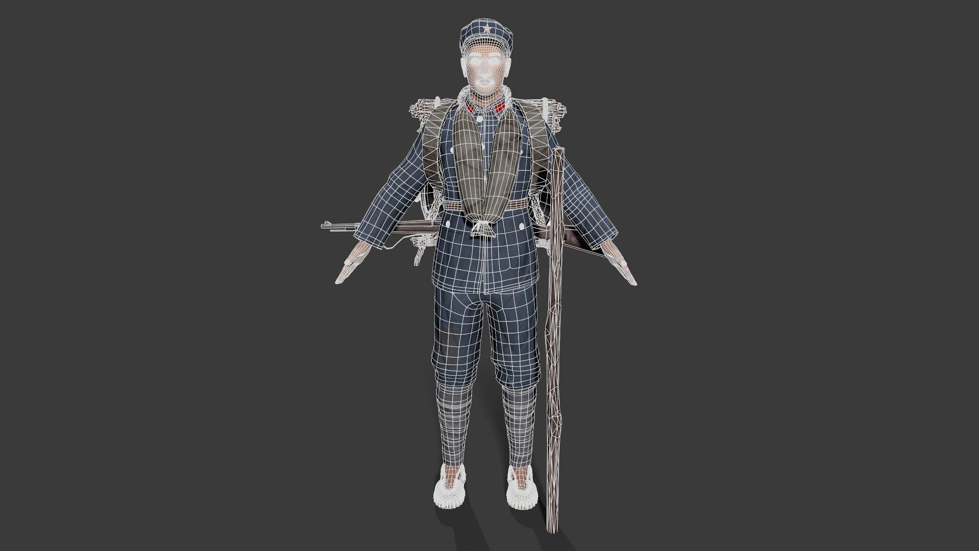 China soldier Low-poly 3D model_11