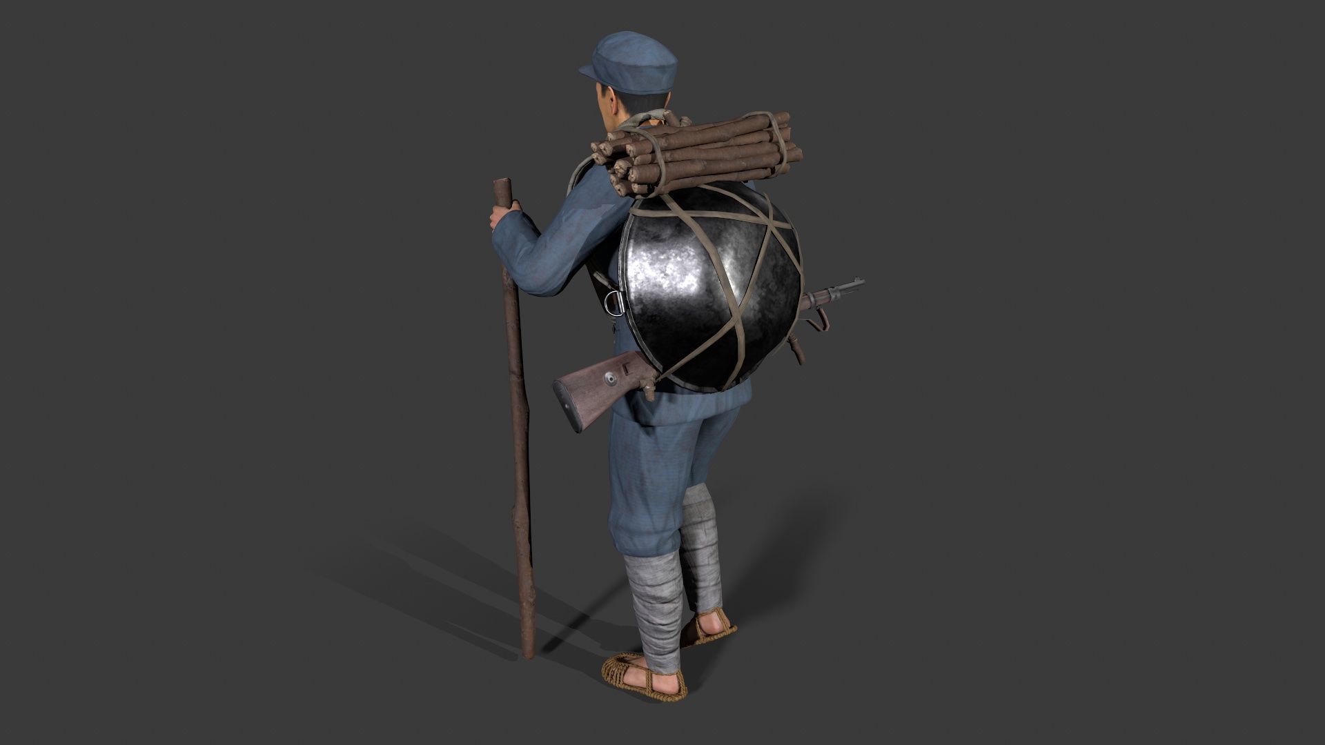 China soldier Low-poly 3D model_8