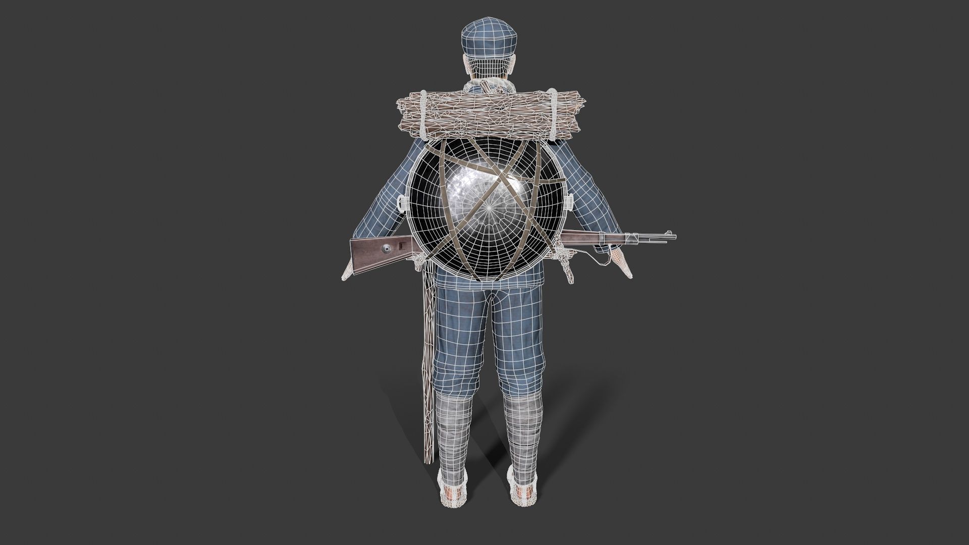 China soldier Low-poly 3D model_12