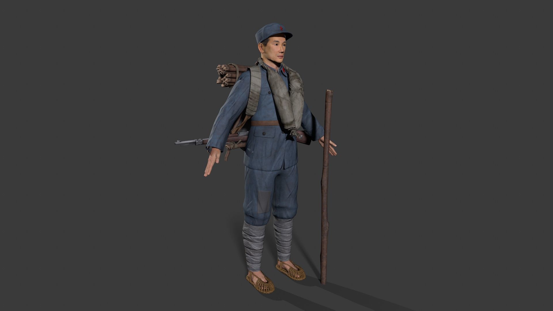 China soldier Low-poly 3D model_4