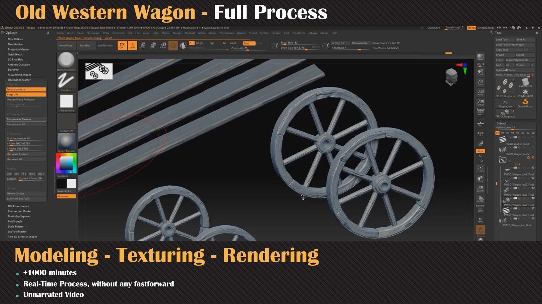 Old Western Wagon Tutorial Full Process 3D model_5