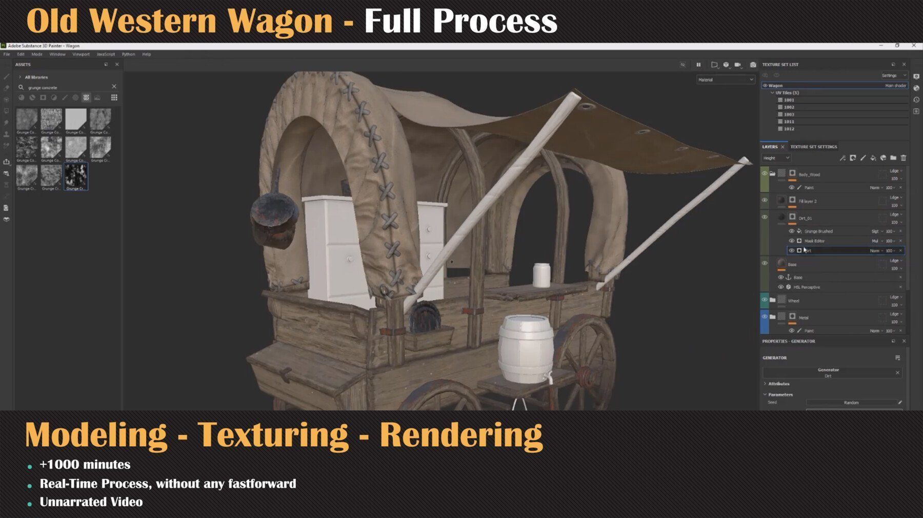 Old Western Wagon Tutorial Full Process 3D model_6