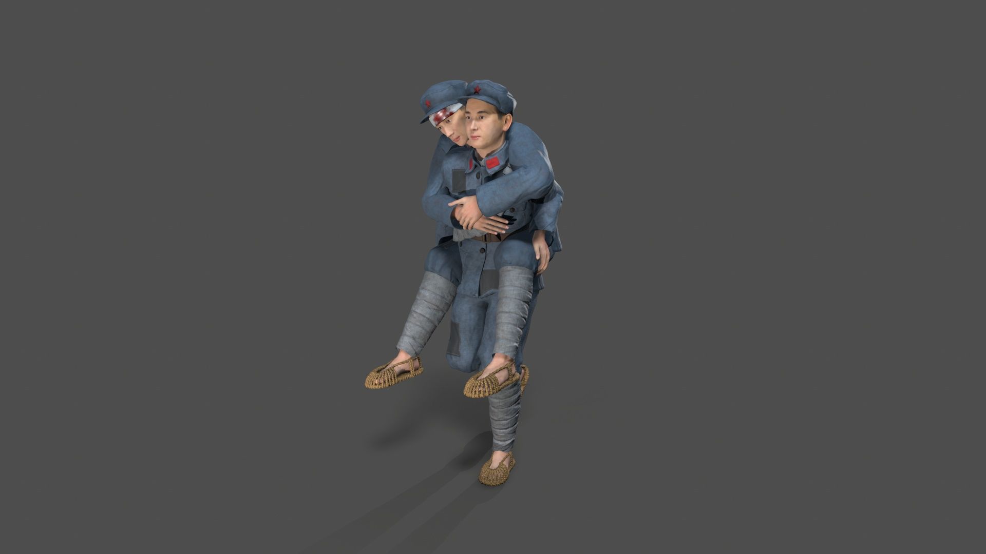 the wounded Low-poly 3D model_3