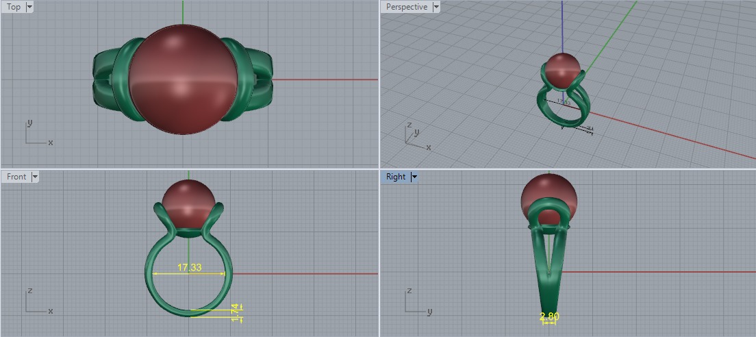 Ring with pearls Model 6144 3D print model_6