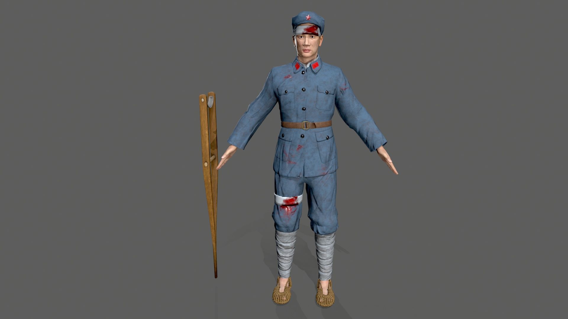 the wounded Low-poly 3D model_4