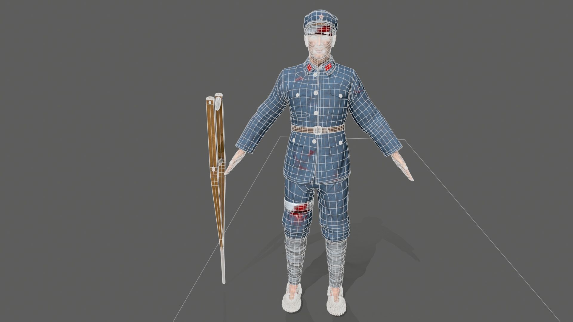the wounded Low-poly 3D model_10