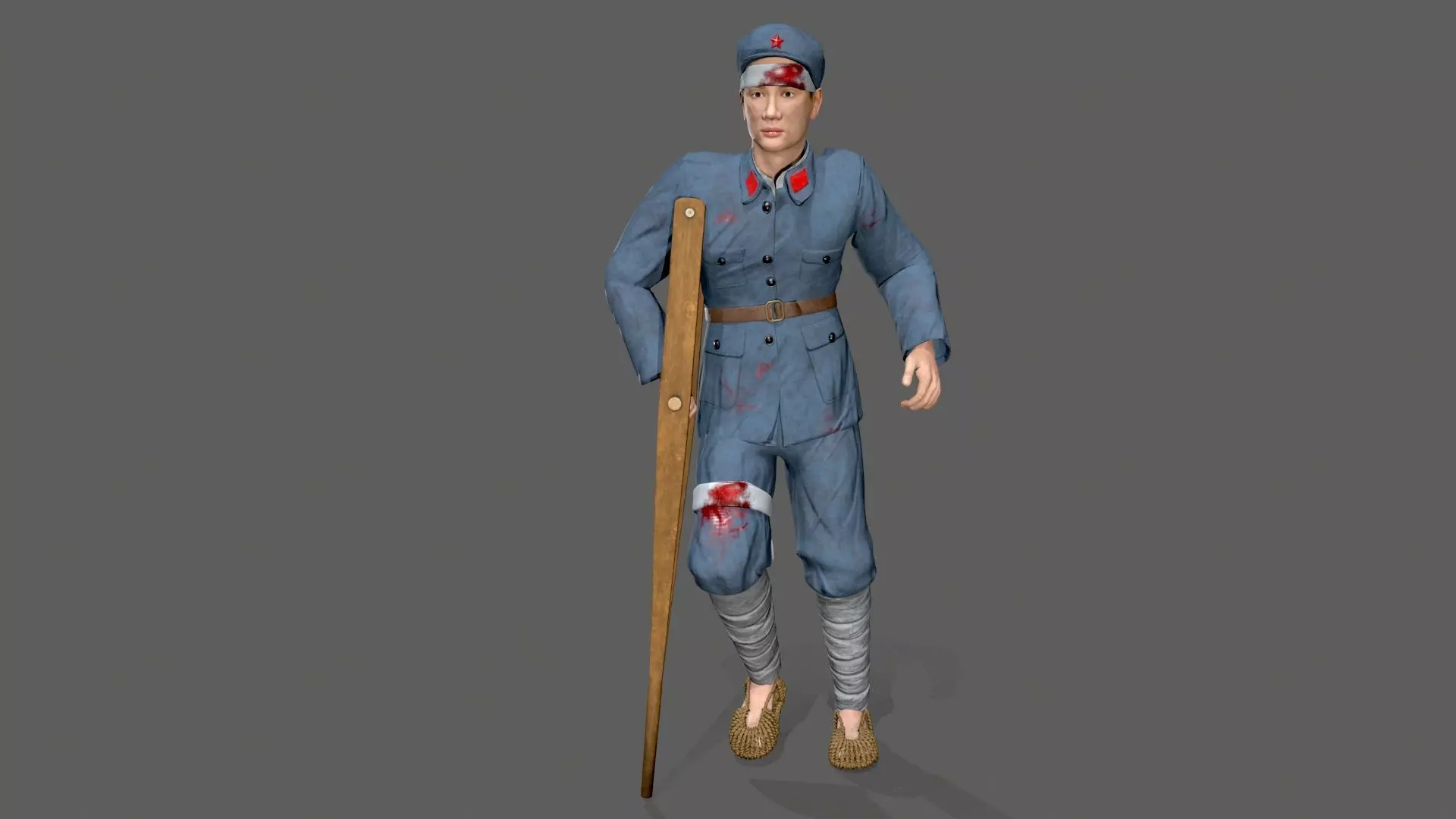 the wounded Low-poly 3D model_0