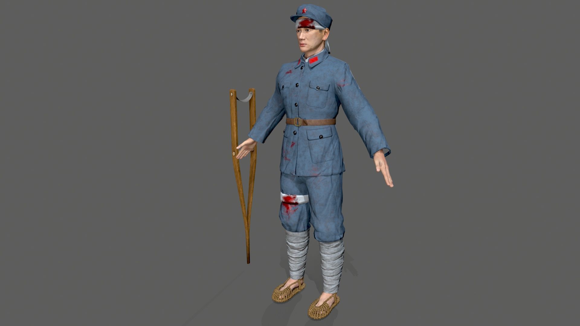 the wounded Low-poly 3D model_5