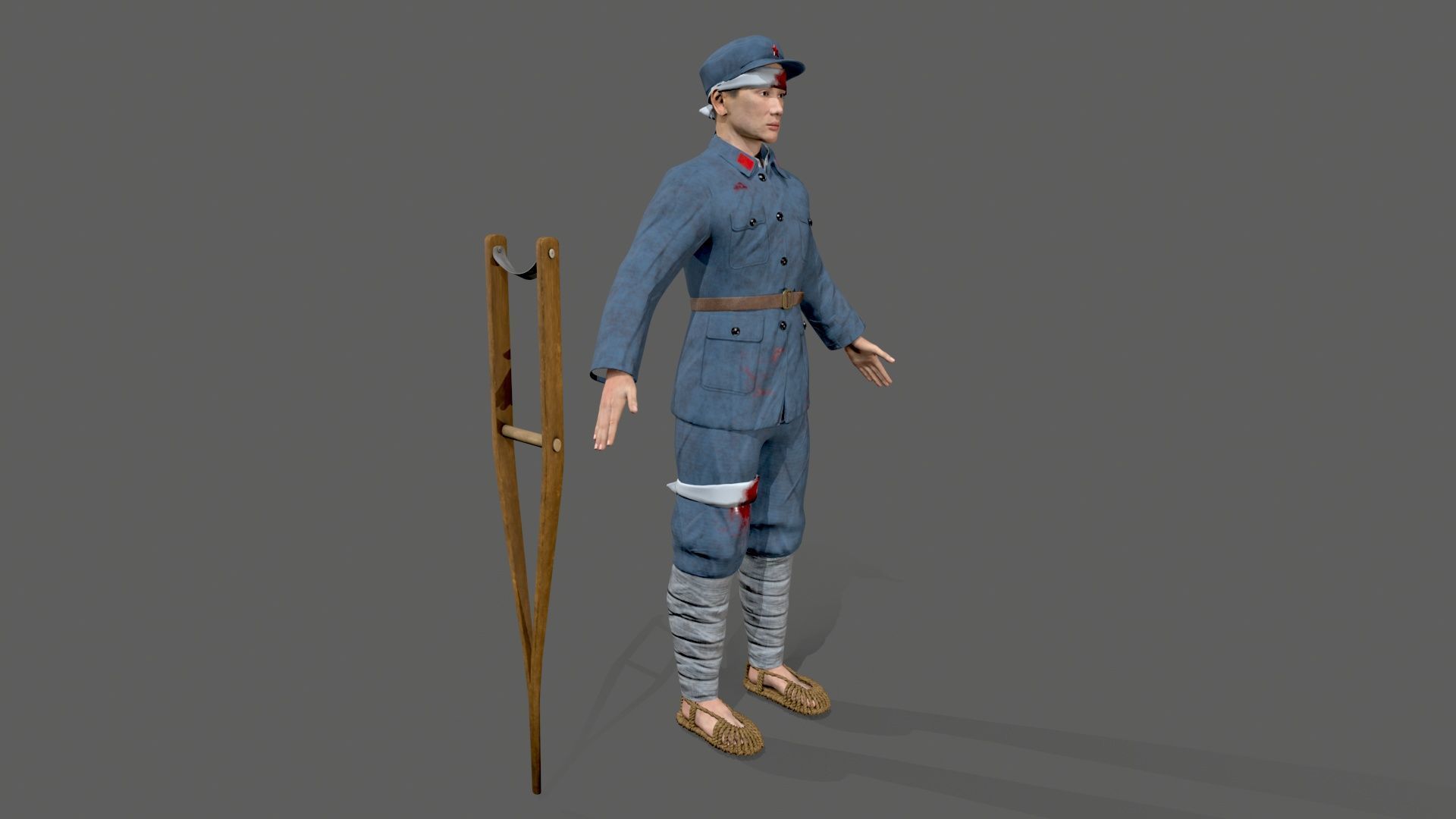 the wounded Low-poly 3D model_9