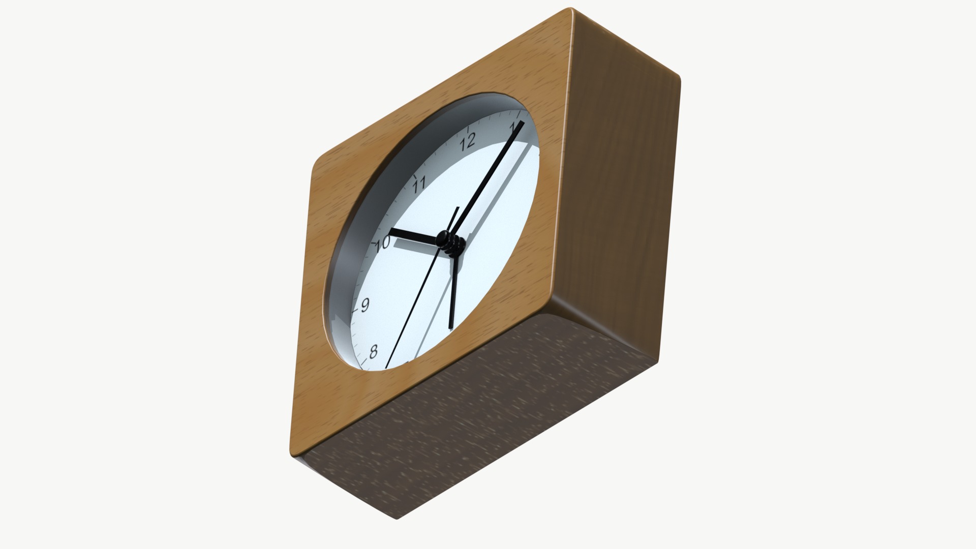 Wooden Table Clock Low-poly 3D model_5