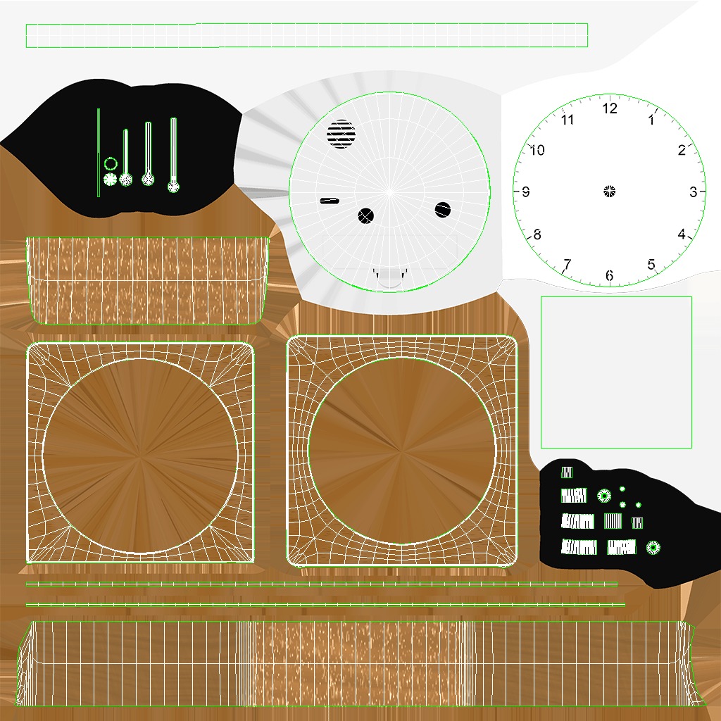 Wooden Table Clock Low-poly 3D model_9