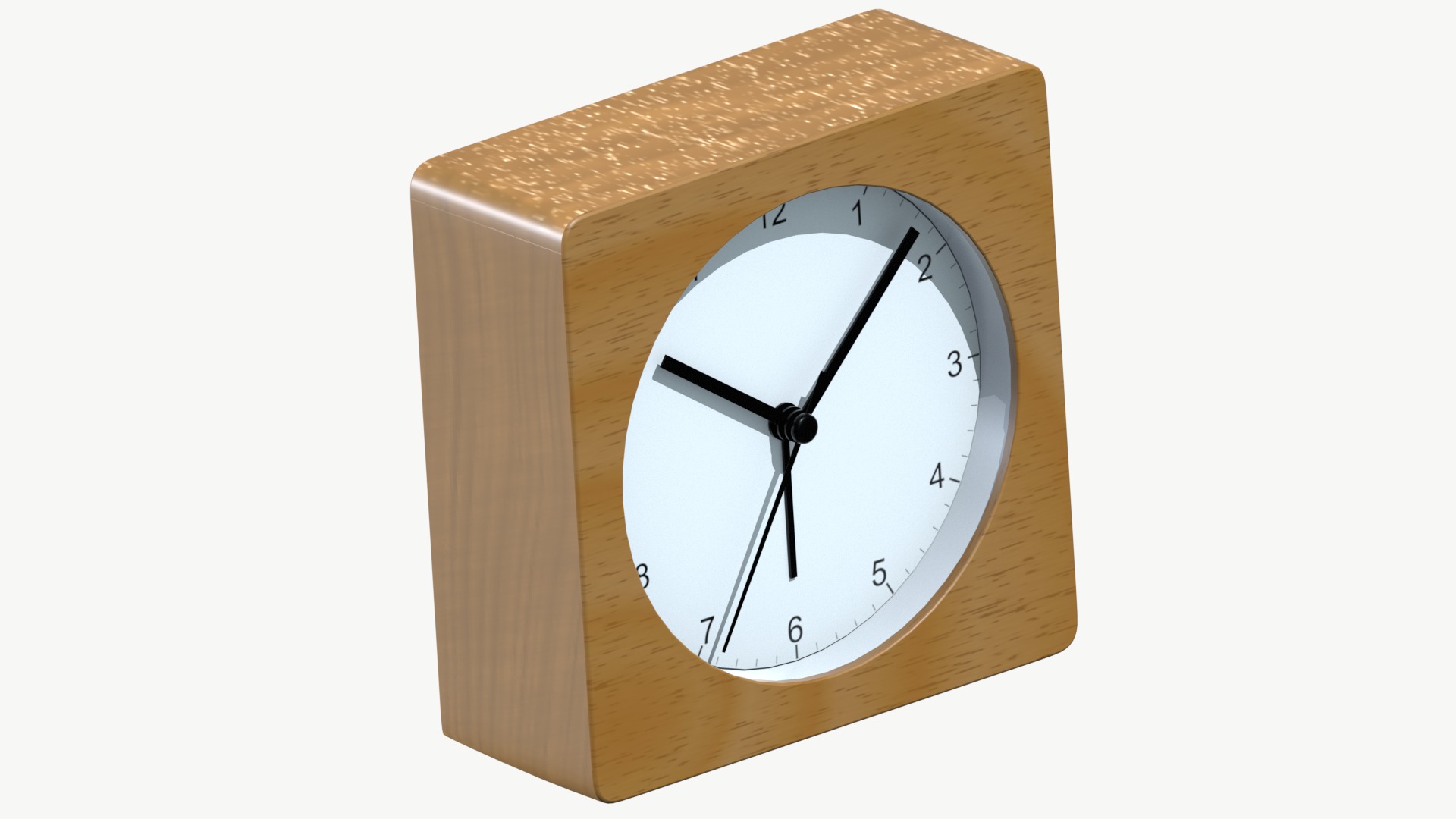 Wooden Table Clock Low-poly 3D model_2