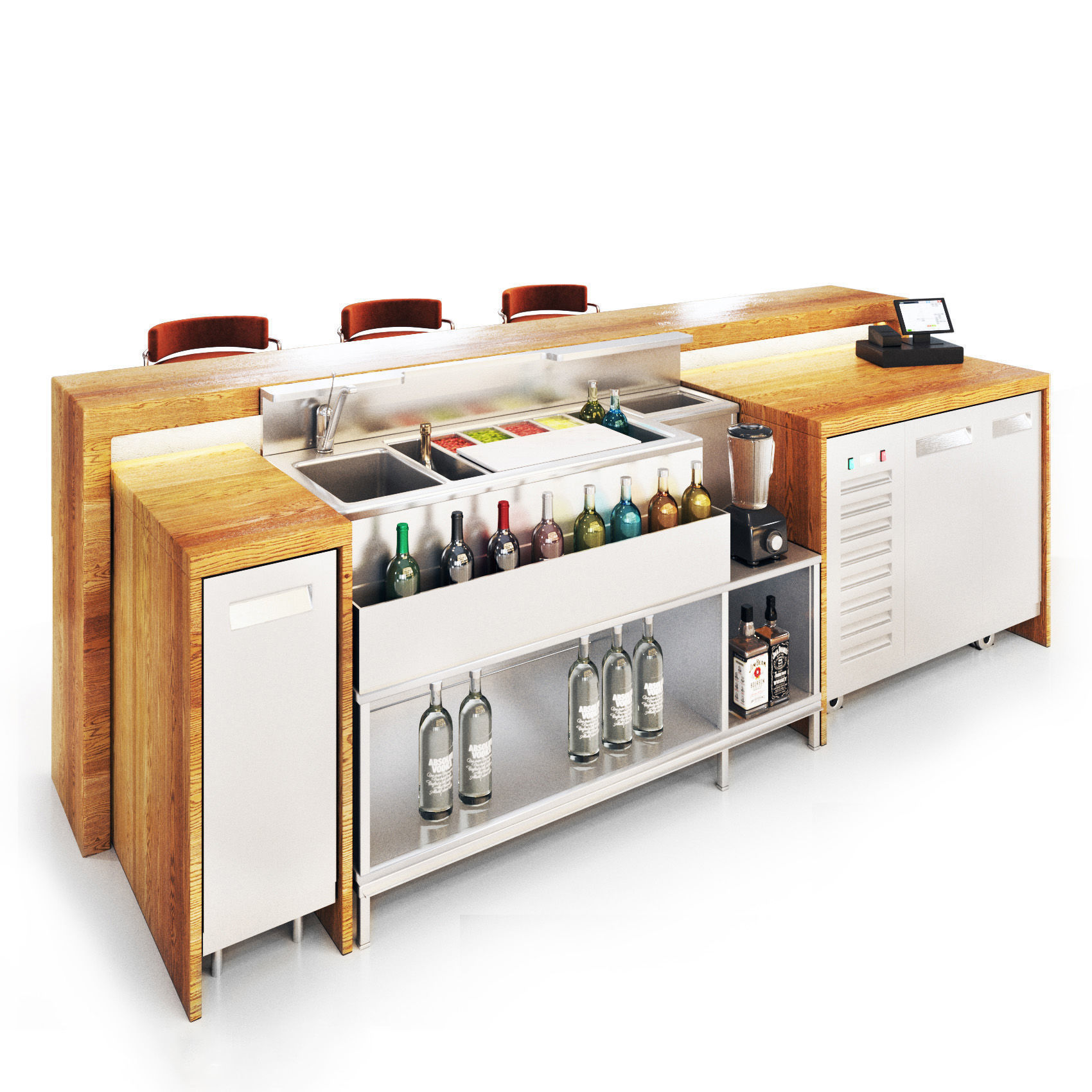 Cafe 14 Bar Restaurant foodcourt Low-poly 3D model_4