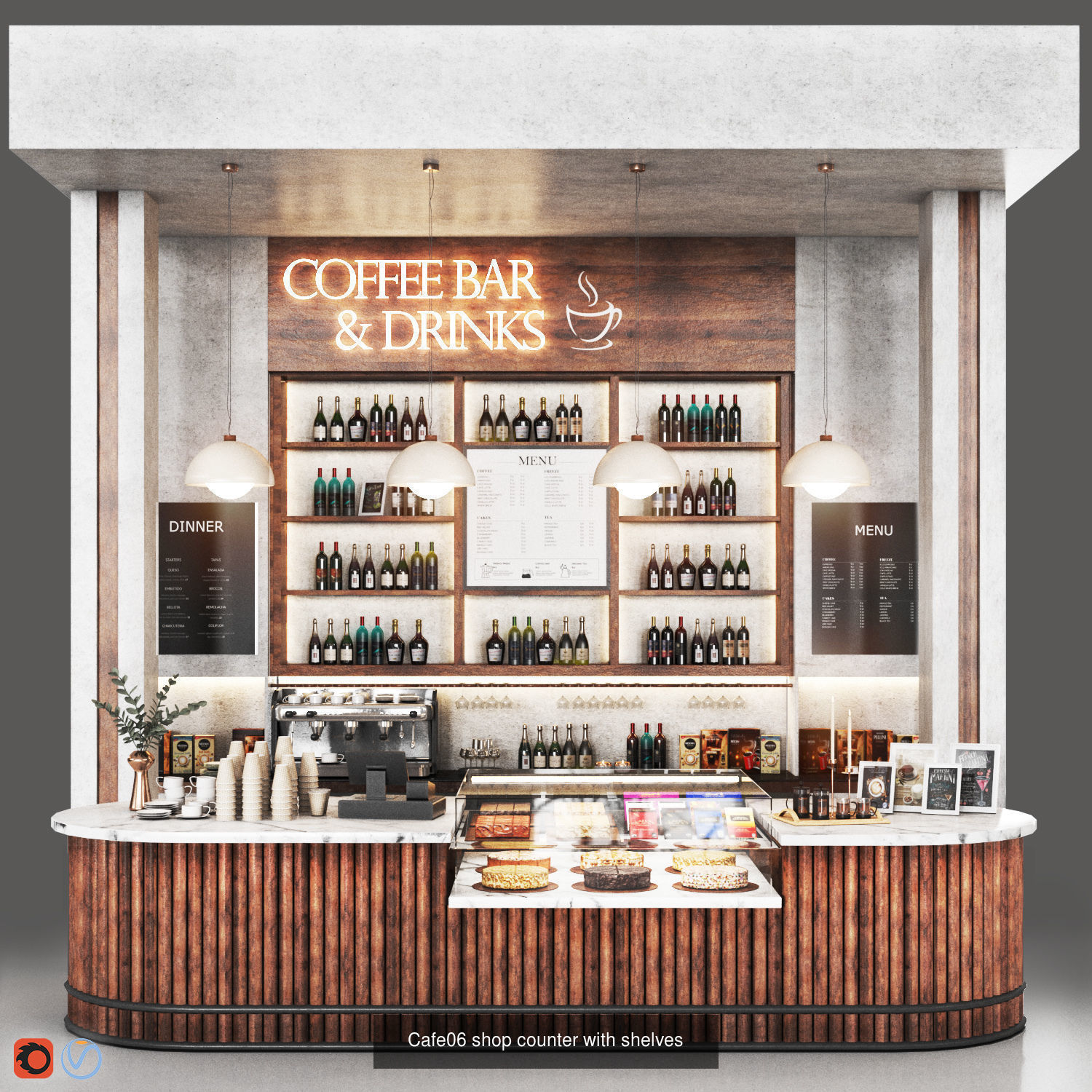 Cafe Restaurant Set 03 cocktail bars 3D Model Collection_2