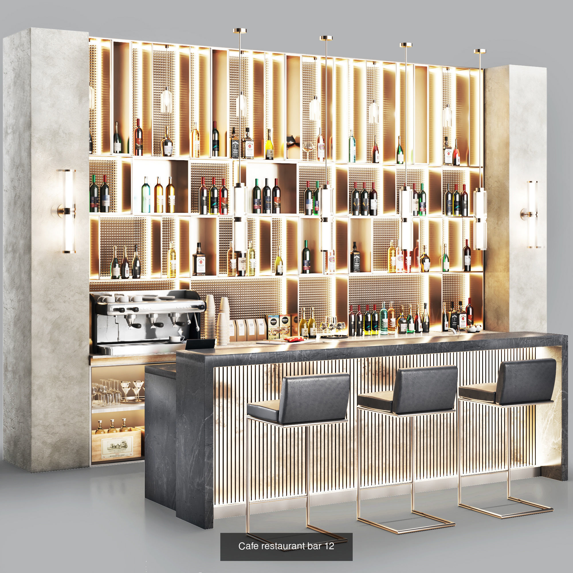 Cafe Restaurant Set 03 cocktail bars 3D Model Collection_4