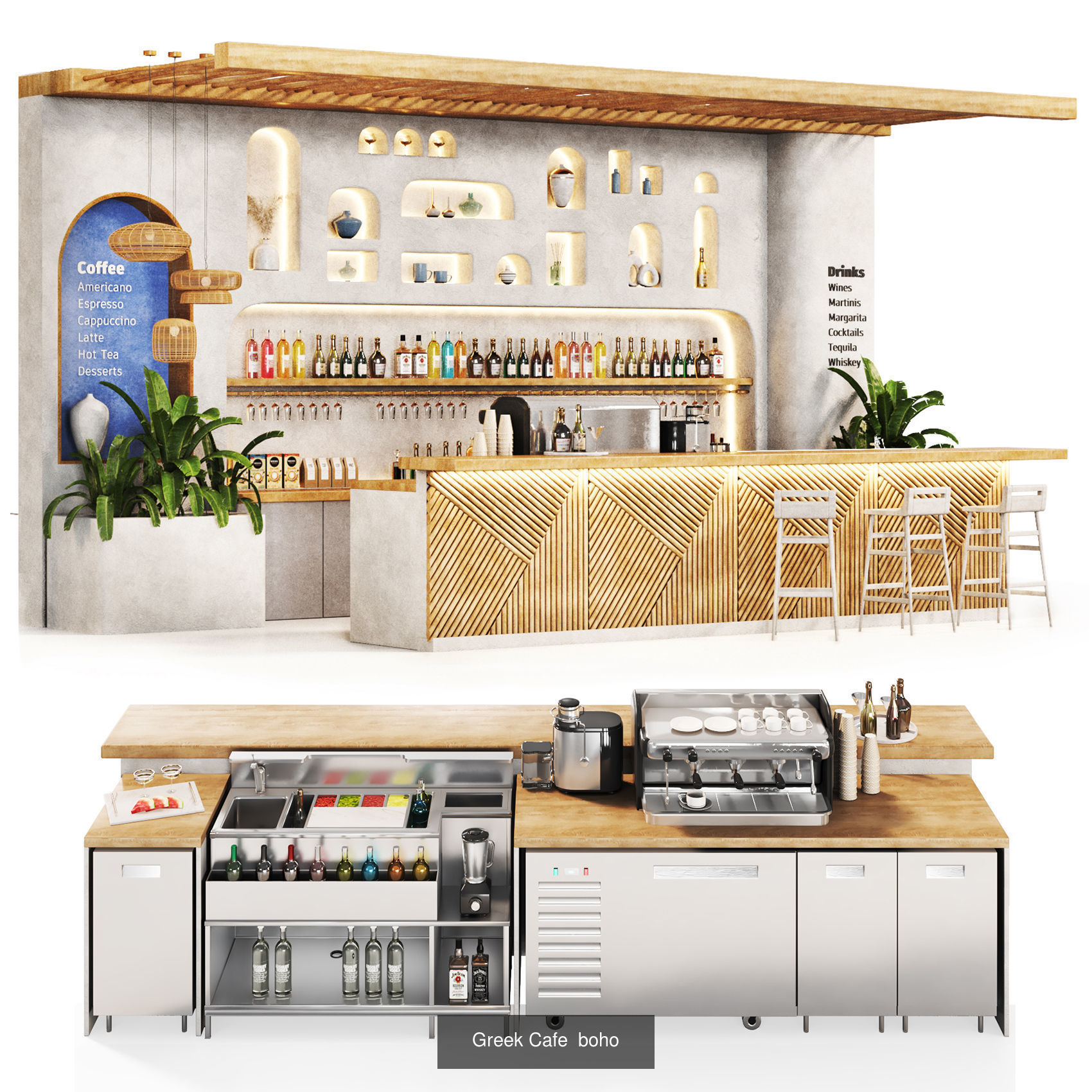 Cafe Restaurant Set 03 cocktail bars 3D Model Collection_5