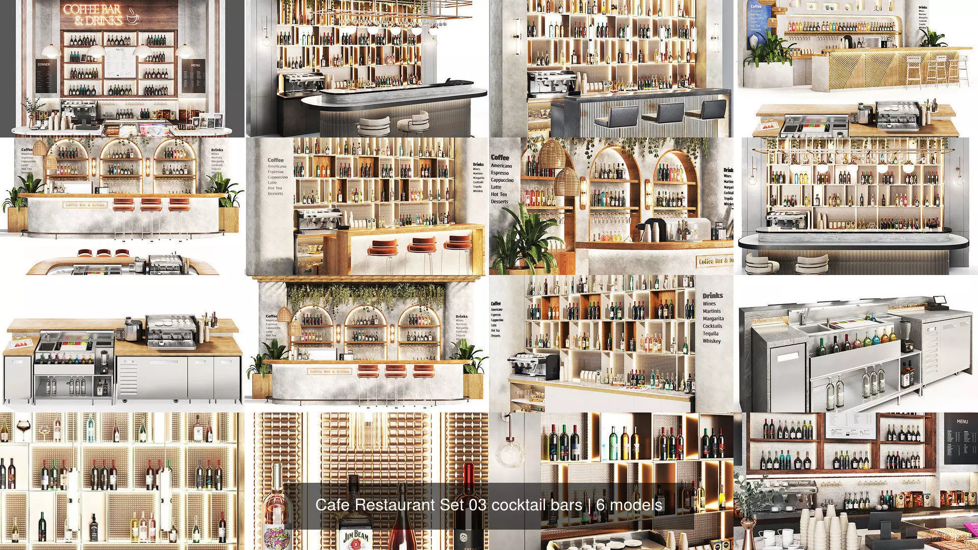 Cafe Restaurant Set 03 cocktail bars 3D Model Collection_0