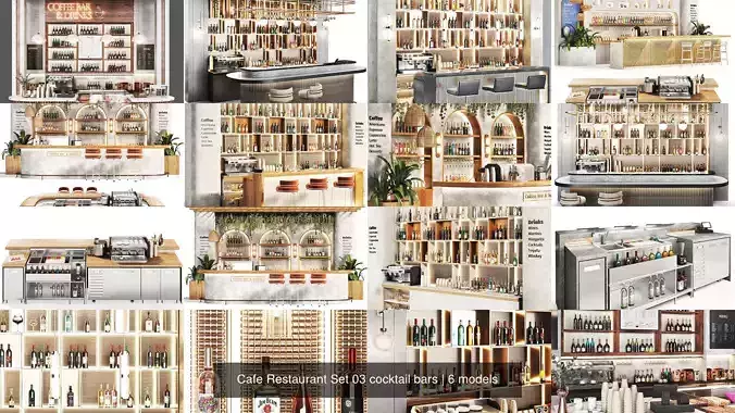 Cafe Restaurant Set 03 cocktail bars 3D Model Collection