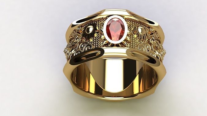  Modern Dragon Ring with Elegant GEM 3D print model