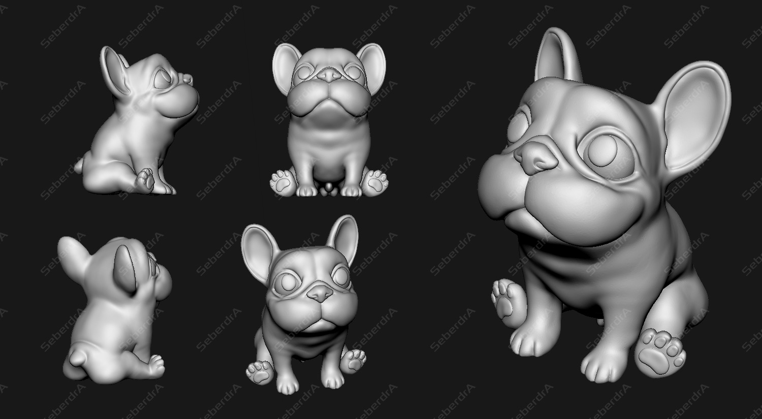 Cute French Bulldog STL for 3D print model_5