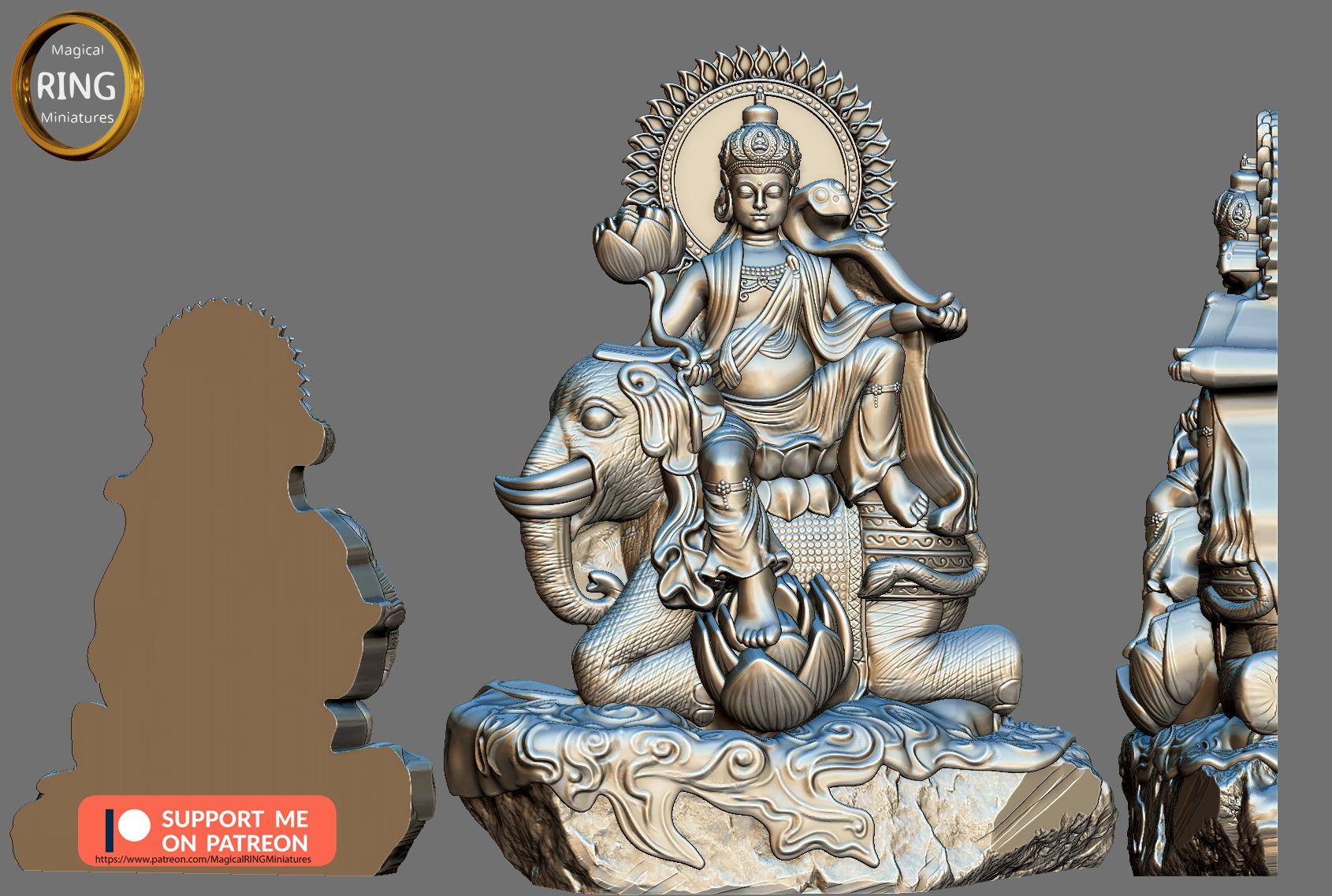 Buddha 3D Relief Mural 3D print model_1