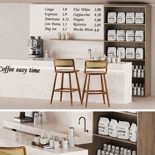 Cafe and restaurant coffee spot Low-poly 3D model