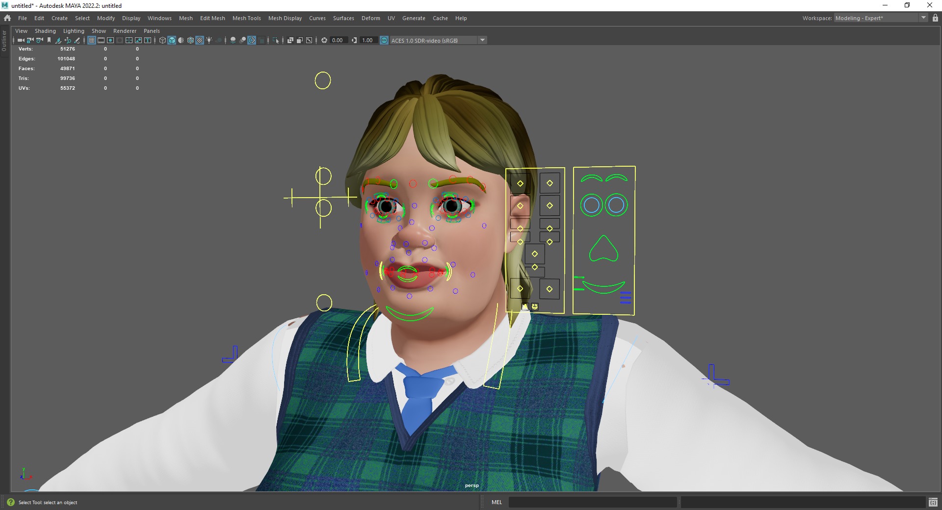Plus-Size cartoon Student Girl with Uniform 3D Model Low-poly 3D model_24