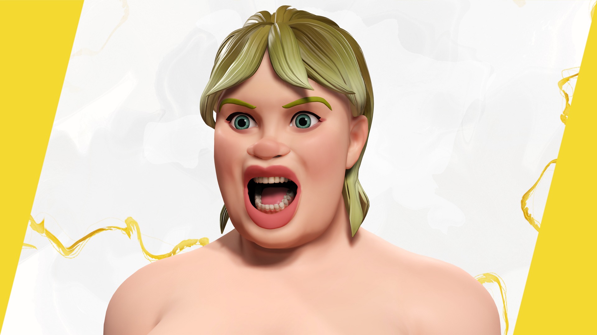 Plus-Size cartoon Student Girl with Uniform 3D Model Low-poly 3D model_9