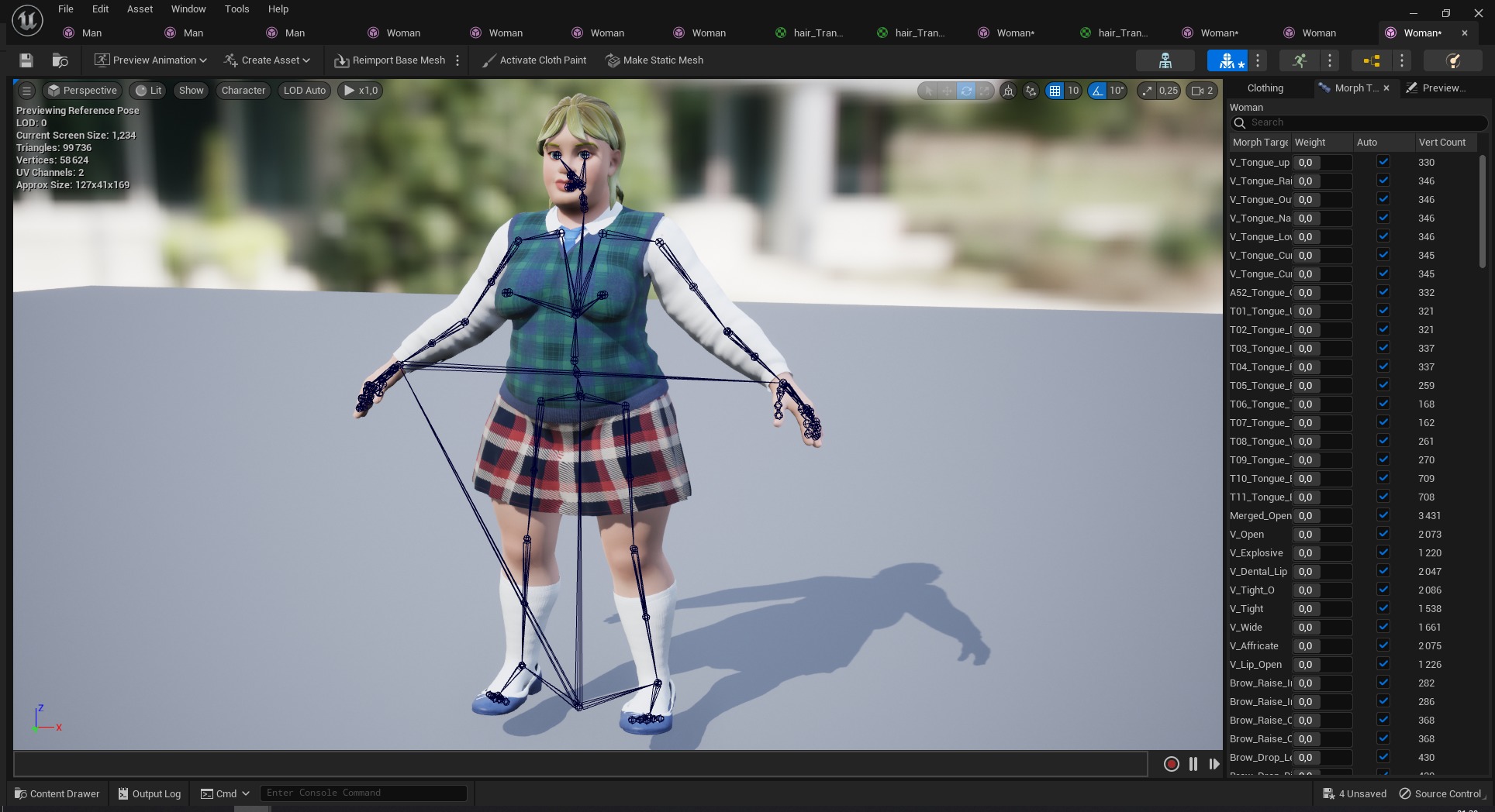 Plus-Size cartoon Student Girl with Uniform 3D Model Low-poly 3D model_28