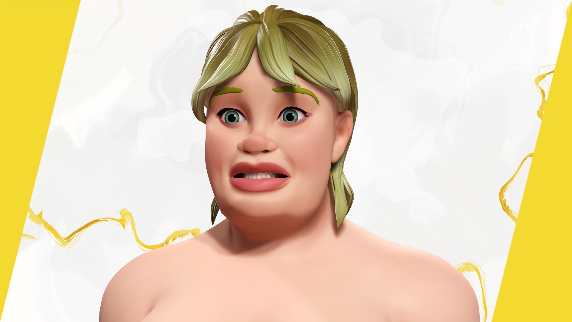 Plus-Size cartoon Student Girl with Uniform 3D Model Low-poly 3D model_10