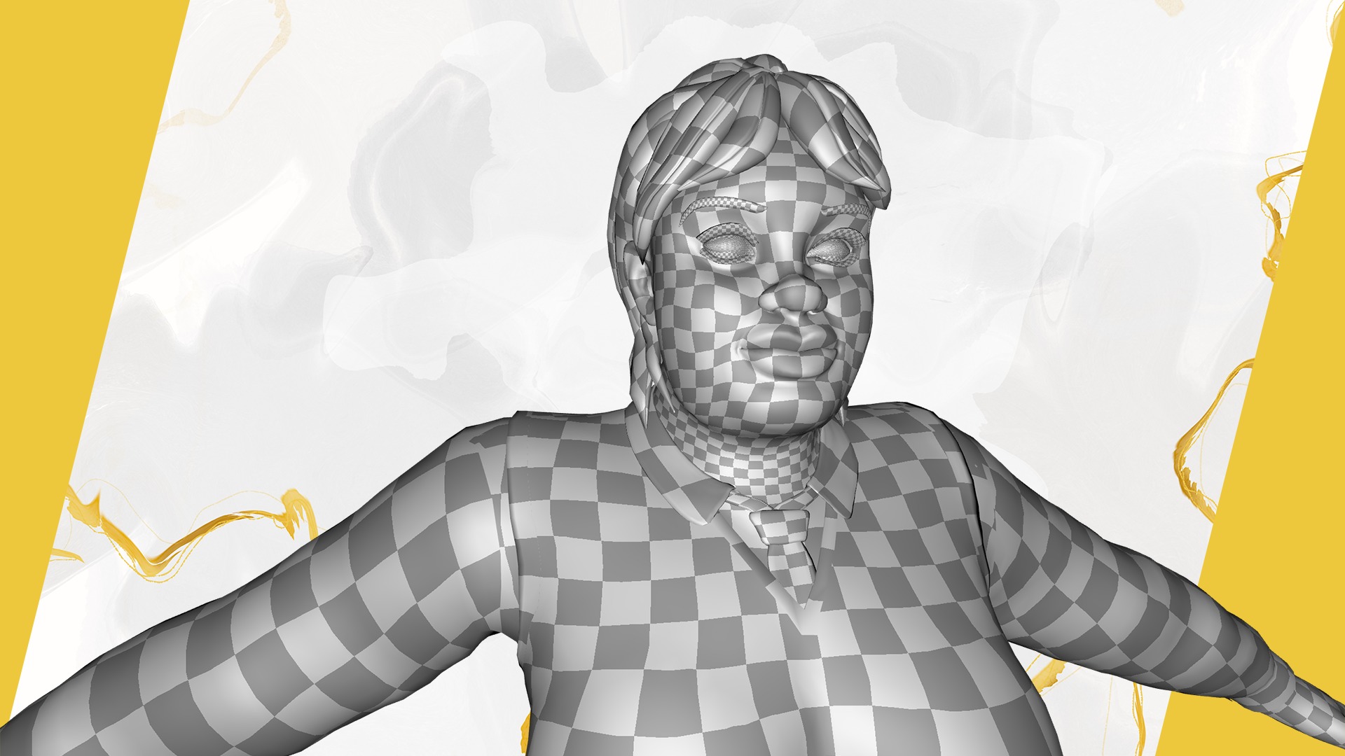 Plus-Size cartoon Student Girl with Uniform 3D Model Low-poly 3D model_30