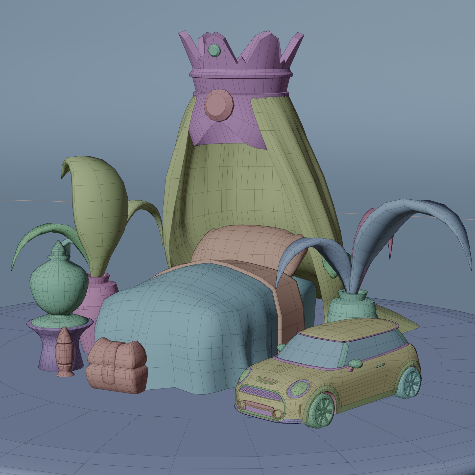 Stylized Hand Painted Bedroom Low-poly 3D model_1