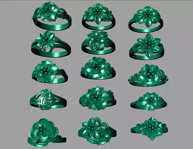 COMBO 15 24K RINGS 3D 3D print model