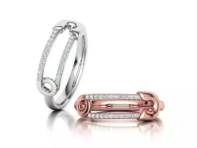 Pin Diamond Ring Lucky Symbol Ring 3D model 3D print model