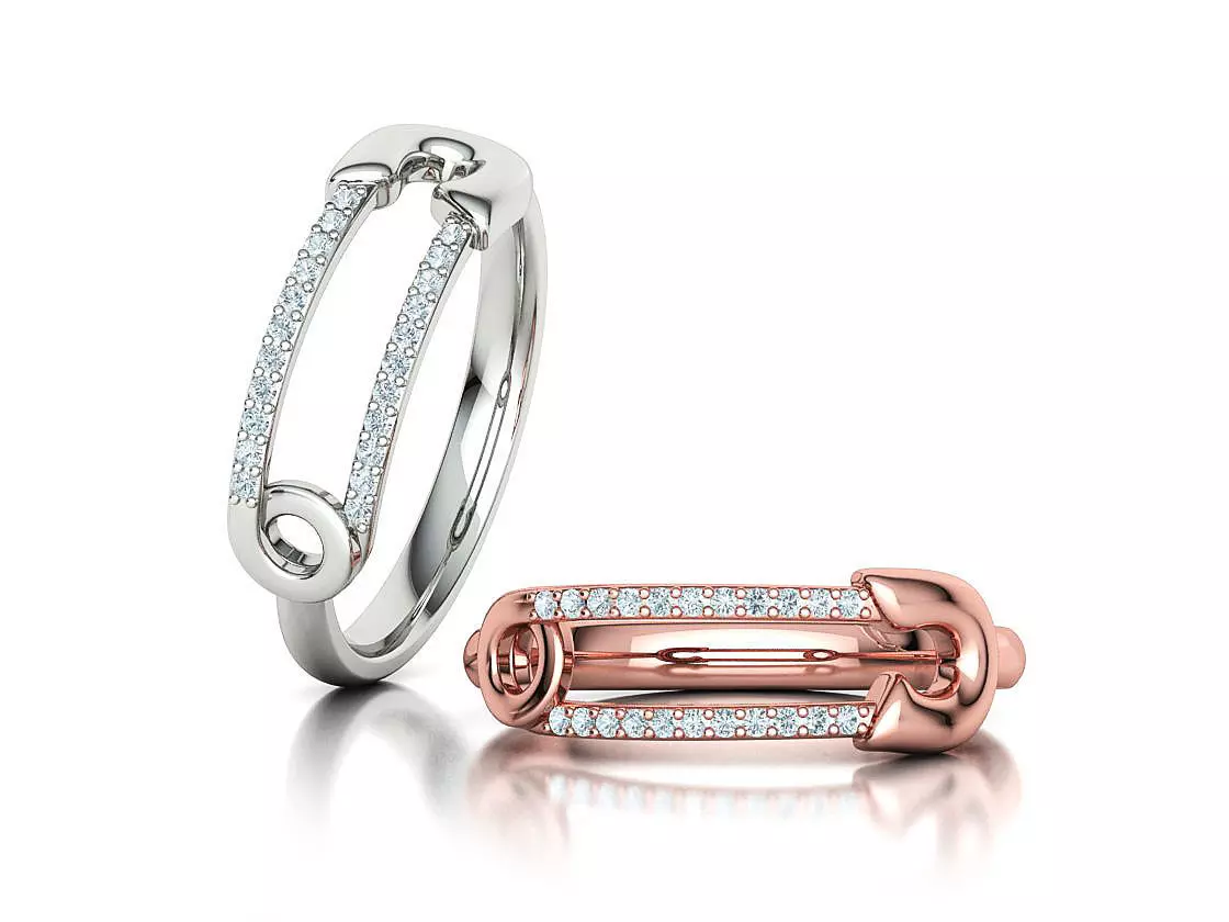 Pin Diamond Ring Lucky Symbol Ring 3D model 3D print model_0