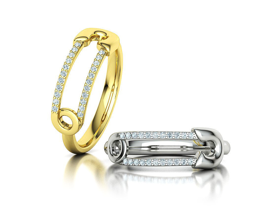 Pin Diamond Ring Lucky Symbol Ring 3D model 3D print model_2