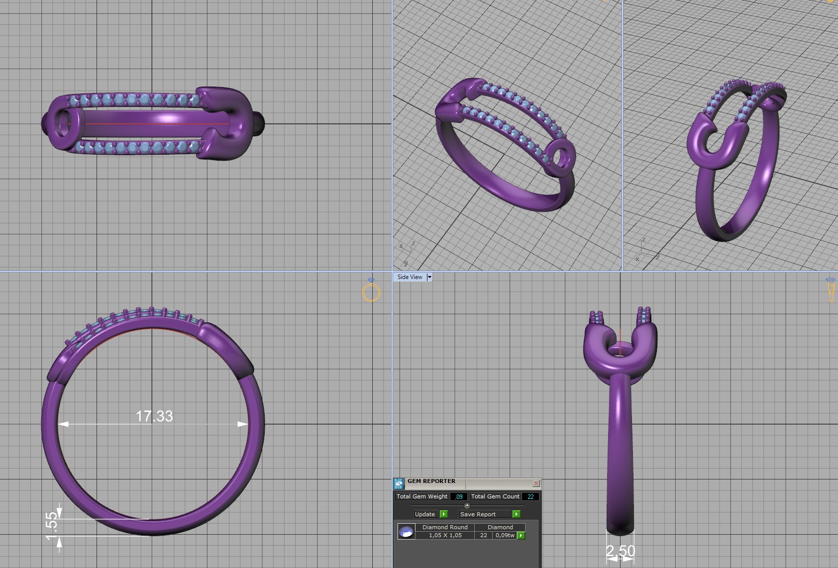 Pin Diamond Ring Lucky Symbol Ring 3D model 3D print model_6