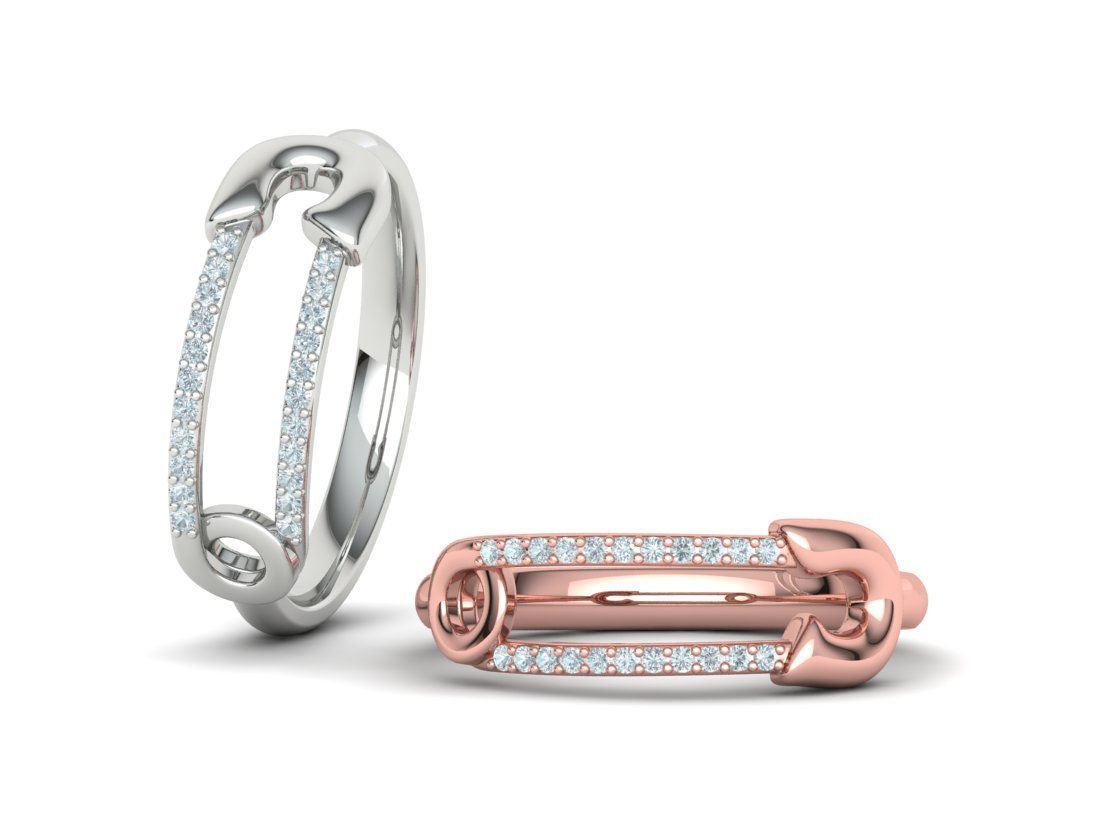 Pin Diamond Ring Lucky Symbol Ring 3D model 3D print model_11