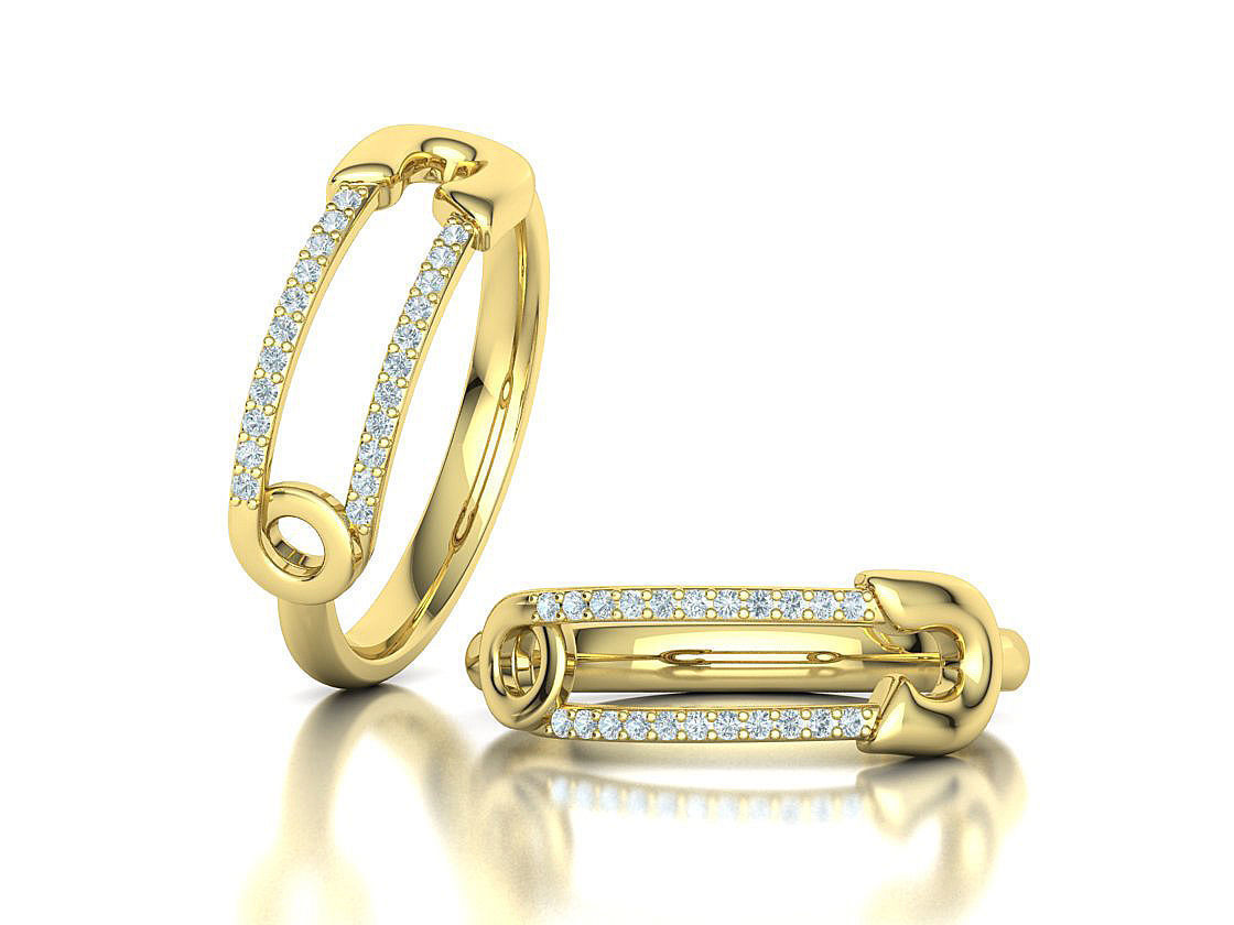 Pin Diamond Ring Lucky Symbol Ring 3D model 3D print model_4