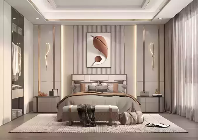 Modern Bedroom Scene 39 3D model