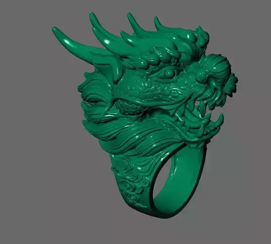 24K CHINESE DRAGON MENS RING