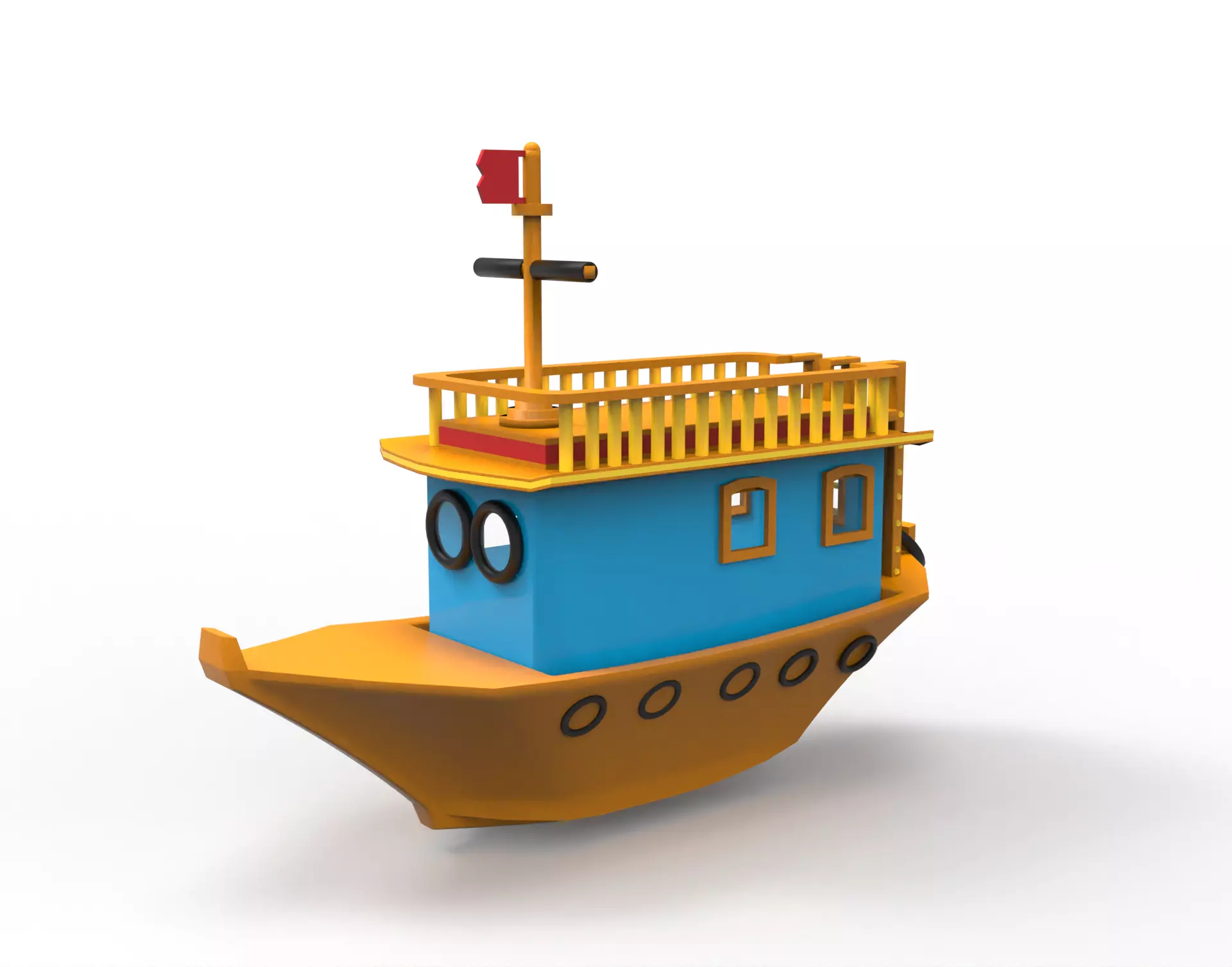 Toon Tug Low-poly 3D model_0