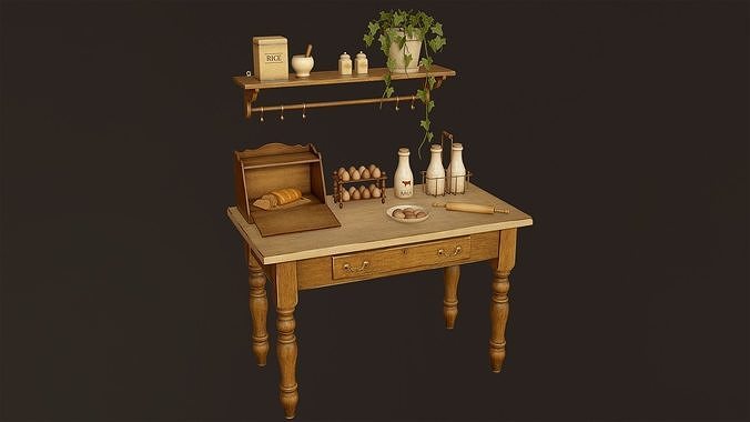 Victorian Kitchen Props Pack Low-poly 3D model 6